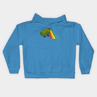 Animals with Rainbow Puke Green Frog Kids Hoodie